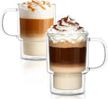 INSETLAN 16oz Double Wall Glass Coffee Mugs Set of 2, Insulated Borosilicate by INSETLAN