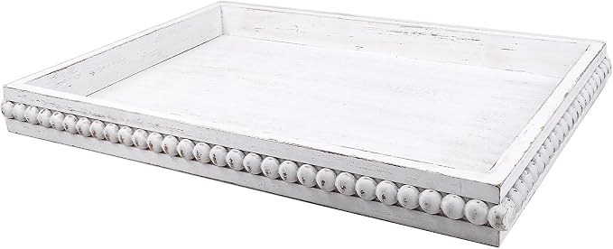 Hrastany Wood Decorative Coffee Table Serving Tray, Farmhouse Rectangular Tray by Hrastany