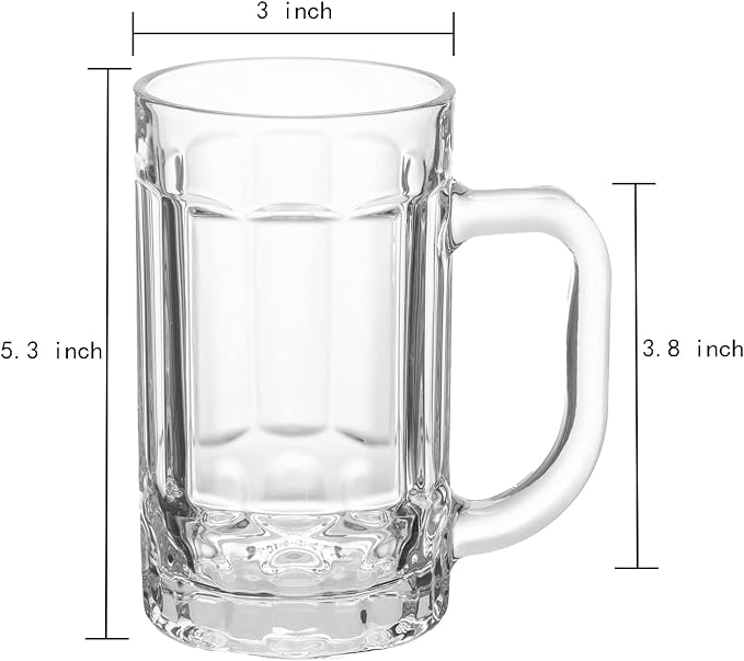 4 Pack Heavy Beer Mugs, Large Beer Glasses - Image 2