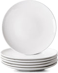 White Salad Plates Set of 6, 8.5 Inch Ceramic Plates – White Porcelain by YALONG