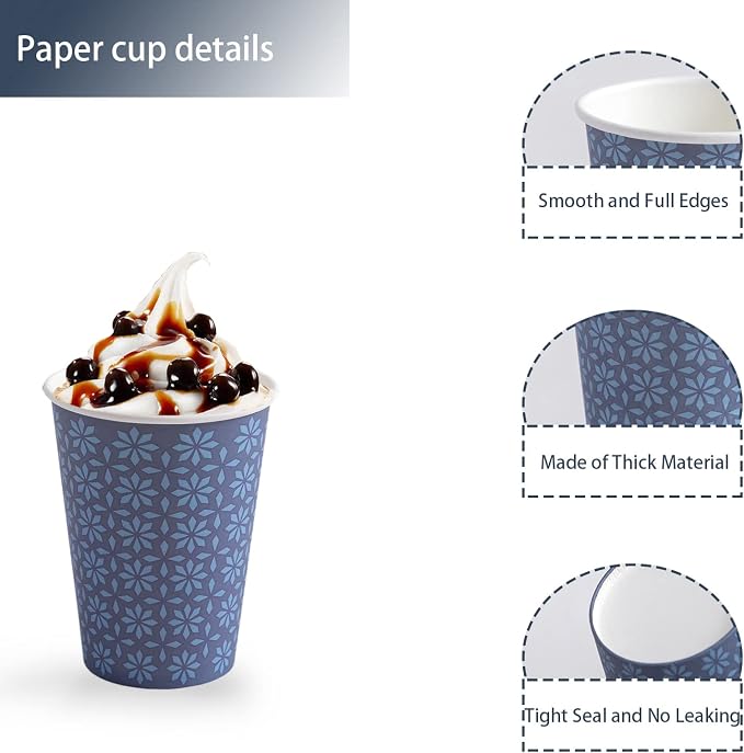Clawsoff 240 Pack Paper Cups 10 oz Bulk Disposable Coffee Cups Navy Floral | - Image 3