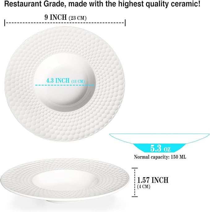 Creative home decor ceramic wide-rimmed soup bowls/plates, 5.3 oz pasta bowl - Image 2