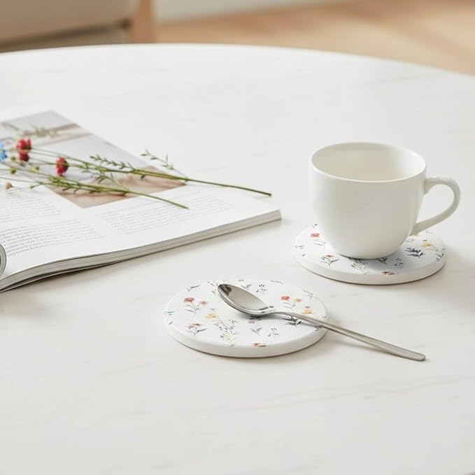 Ceramic Marble Coasters Set of 6, Absorbent Drink Coasters - Image 5