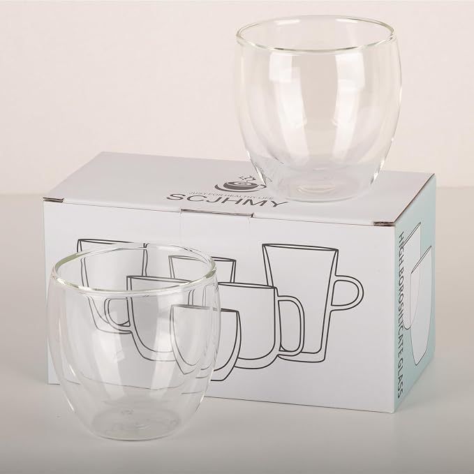 5.5oz Glass Coffee Mugs Set of 2, Double Walled Espresso Cups - Image 6