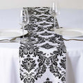 Efavormart Black Damask Flocking Premium Table Top Runner by efavormart