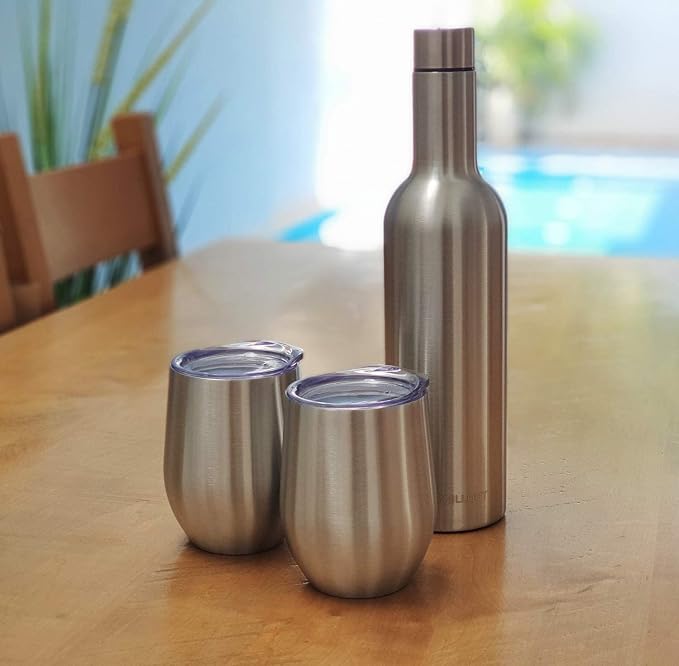 CHILLOUT LIFE 12 oz Stainless Steel Wine Tumblers 2 Pack & 1 Insulated Wine - Image 6