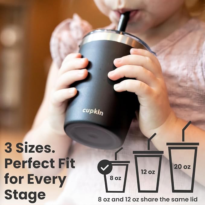 CUPKIN Cups with Lids and Straws, The Original 8 oz Stackable Stainless Steel - Image 6