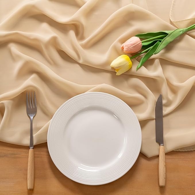 Champagne Chiffon Table Runner Summer Boho Wedding Birthday Party Decor | 10ft - Image 4