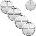 PandaEar 4 Pack Stainless Steel Divided Plates by PandaEar