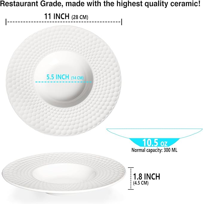 Creative home decor ceramic wide-rimmed soup bowls/plates, 10.5 oz pasta bowl - Image 2