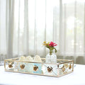 Efavormart Set of 2 Gold Metal Decorative Serving Trays Floral Bordered by efavormart