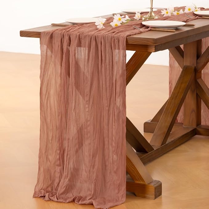 Cheesecloth Table Runner Summer Boho Wedding Birthday Party Home Decor | Dusty - Image 4
