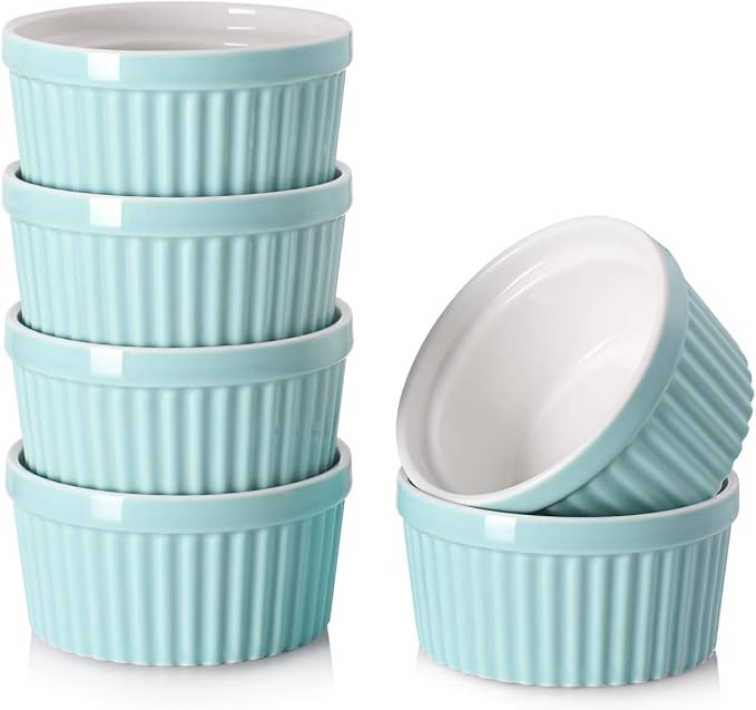 DOWAN 4 oz Ramekins for Creme Brulee, Porcelain Ramekin Oven Safe, Classic by DOWAN