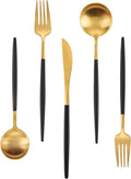 Matte Gold Silverware Set With Black Handle, IBIILII JEFF 40 Pieces Stainless by IBIILII+JEFF