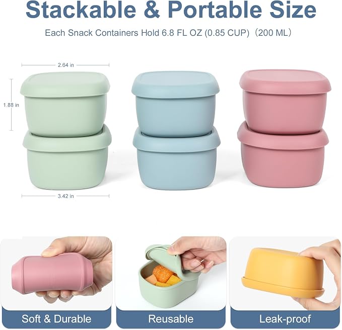 6 pcs 7 oz Silicone Snack Containers - Image 2