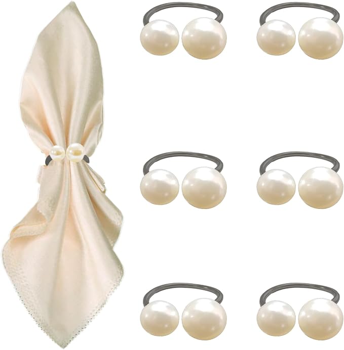 6 Pcs Black Napkin Rings by Unknown