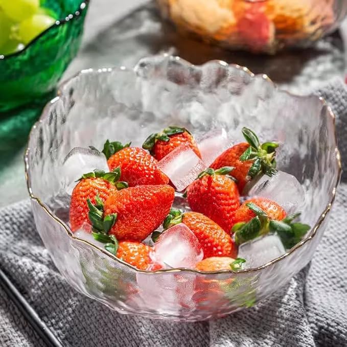Glass Bowl for Salad Candy Fruit, Decorative Bowl-Crystal Clear Gold, 6.5" | - Image 7
