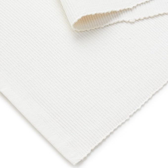 Encasa XO Table Runner, Yarn Dyed Ribbed Cotton 13"x59" | Solid Off White - Image 5