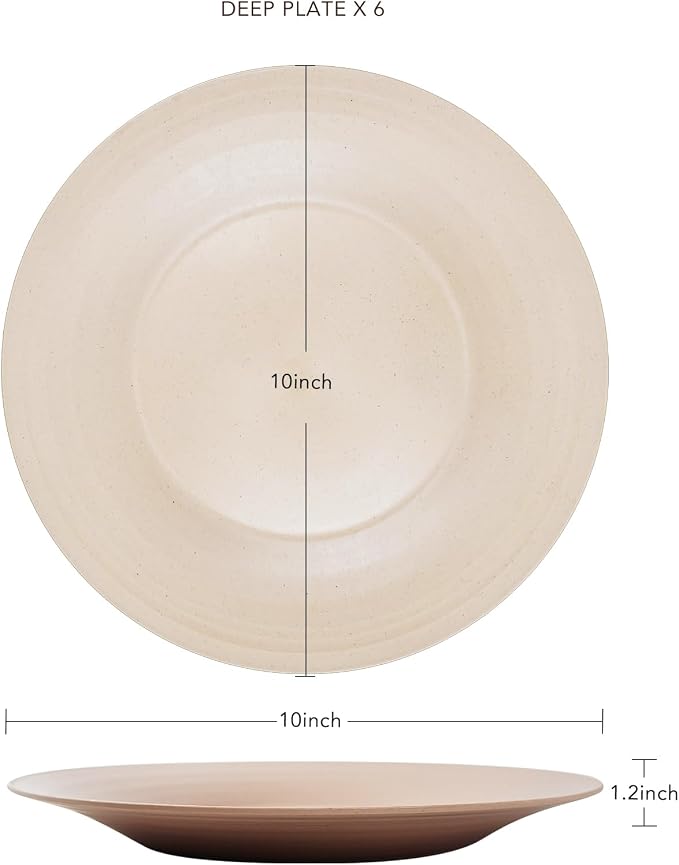 10inch/6pcs Dishwasher & Microwave Safe Wheat Straw Plates, Alternative - Image 2