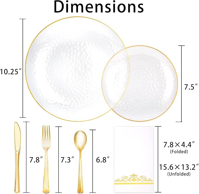 150 Pcs Clear Plastic Dinnerware Set, Disposable Plates - Image 2