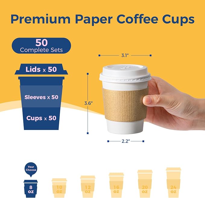Fit Meal Prep 50 Pack 8 oz Disposable Coffee Cups - Image 2