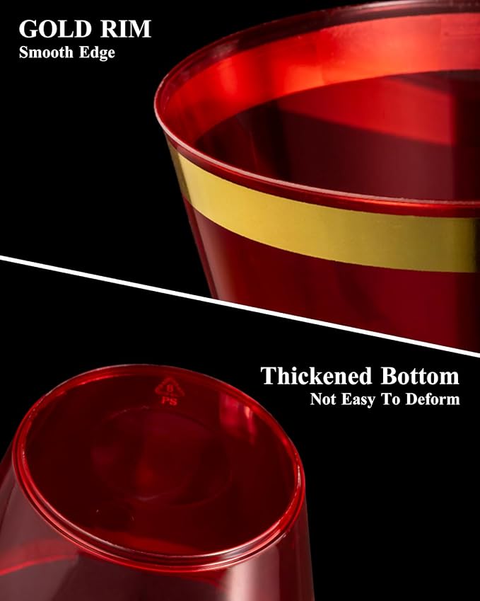 Goodluck 50PCS 14oz Red and Gold Plastic Cups - Image 6
