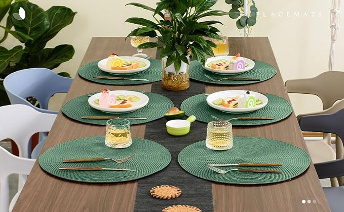FunWheat Round Braided Placemats Set of 4 Table Mats - Image 6