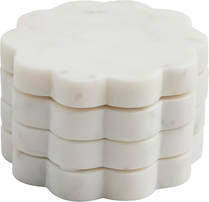Mud Pie Scallop Marble Coaster Set, Marble Coasters by MudPie