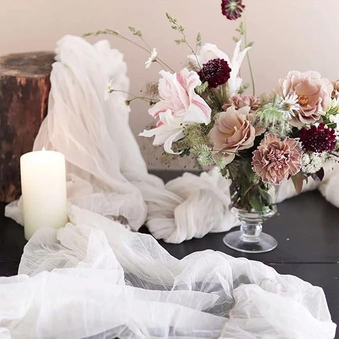 Ivory Cheesecloth Table Runner Cheese Cloth Wedding Birthday Party Decor | 10Ft - Image 5