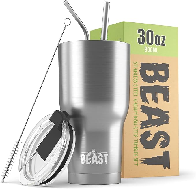 Beast 30 oz Tumbler Stainless Steel Vacuum Insulated Coffee Ice Cup Double Wall by GreensSteel