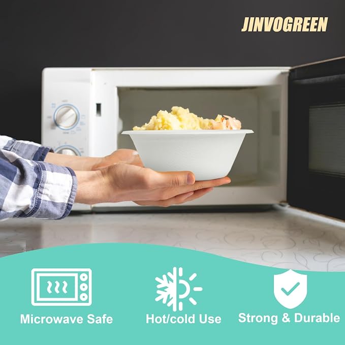 JINVOGREEN 500 Count 12 oz Paper Bowls, Disposable Compostable Bowls Bulk - Image 6