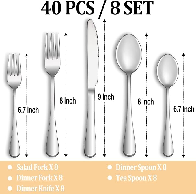 40 Piece Silverware Set Service - Image 2