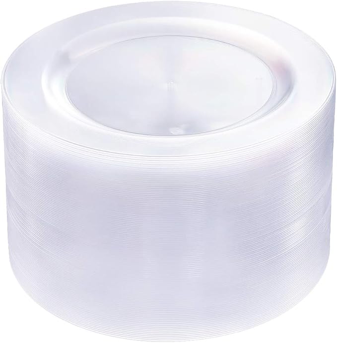 bUCLA 100Pieces Clear Plastic Plates -10.25inch Disposable Dinner Plates- by BUCLA