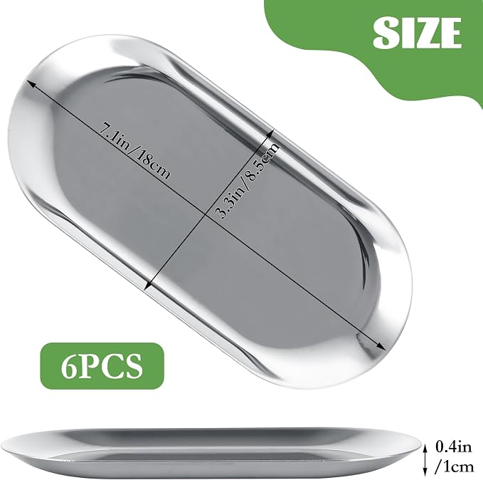 10PCS Stainless Steel Serving Tray Set Silver Platters - Image 2