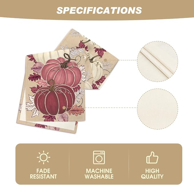 Artoid Mode 210 GSM Fall Table Runner 13x72 Inch Home Party Decor | Pink - Image 5