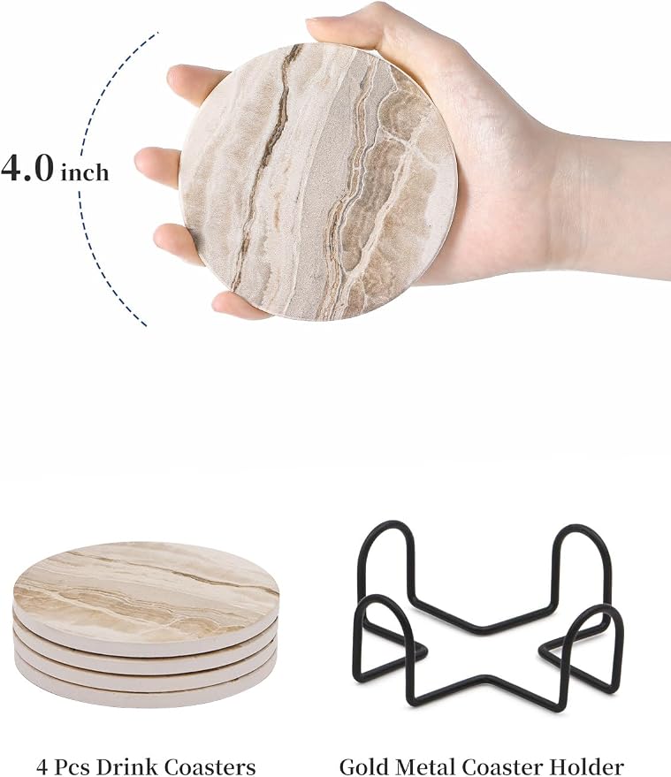 LIFVER Absorbent Coaster Sets of 4, Drink Coasters - Image 2