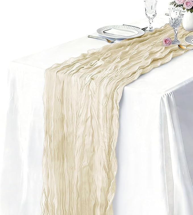 10 Pack Ivory Cheesecloth Table Runner 21 x 120 Inch Boho Gauze Sheer Table - Image 2