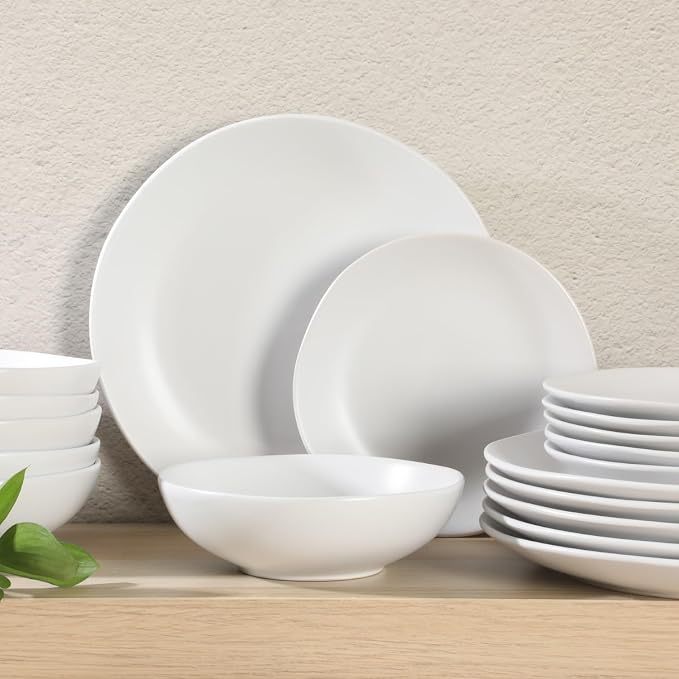 Gibson Home Bethel 18 Piece Plates and Bowls Ceramic Stoneware Organic Shape - Image 3