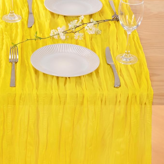 3 Pack Yellow Cheesecloth Table Runner 10ft Rustic Gauze Centerpiece | - Image 2
