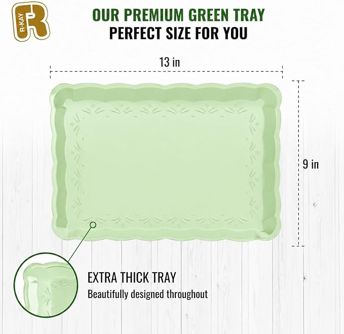 6 Pack Light Green Plastic Serving Trays - Image 4