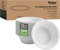 Vplus 500 Pack 12 OZ Compostable Paper Bowls, Bagasse Bowls Bulk，White | by Vplus