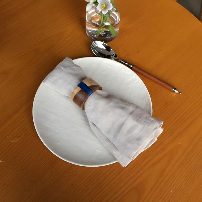 Wooden Napkin Rings Set of 8 for Dinning Table Decor - Image 3