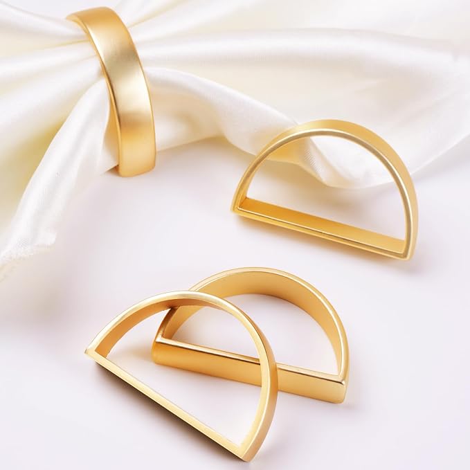 APTWOW Gold Napkin Rings Set of 200, Semicircle Metal Gold Napkin Holder Buckles - Image 2