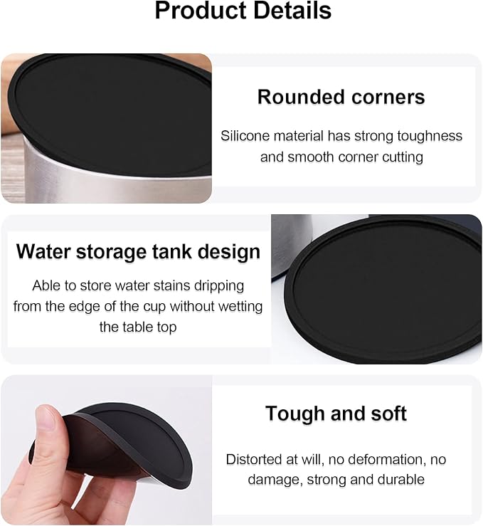 Anti-Slip Reusable Drink Coasters Set - Image 4