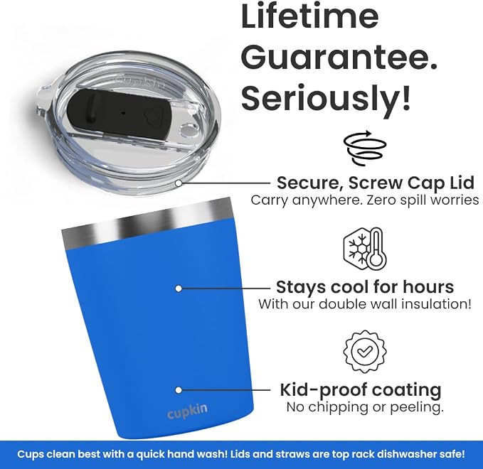 CUPKIN Stackable Stainless Steel Kids Cup Smoothie Tumbler, Powder Coated - Image 2