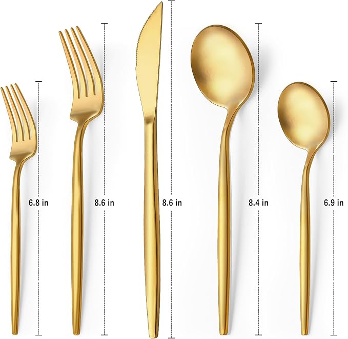 60-Piece Gold Silverware Set, Flatware Set - Image 2