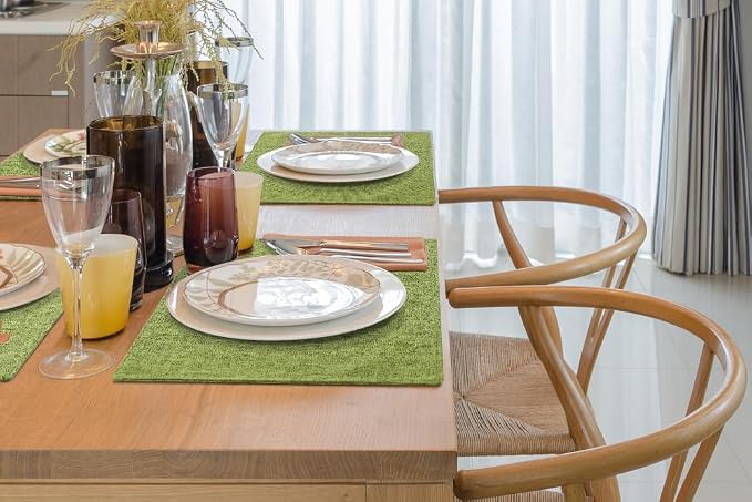 Faux Cotton Linen Placemats Set of 8, Cloth Washable Farmhouse Dining Table Mats - Image 8