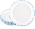NatNarr 30 PK Light Blue Plates 7" Scalloped Blue White Dessert Cake Plates | by NatNarr