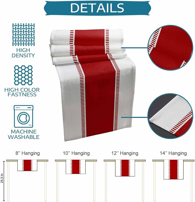 Red Table Runners 90 inches Long, Modern Stripes Table Runner Cotton Linen - Image 7