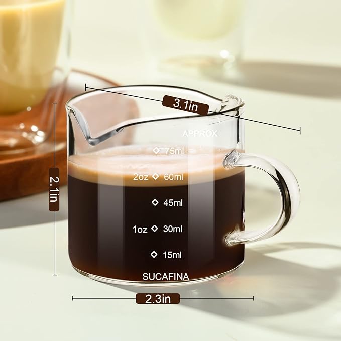 PARACITY Espresso Measuring Cup, 2.5 oz Double Spout Glass - Image 6